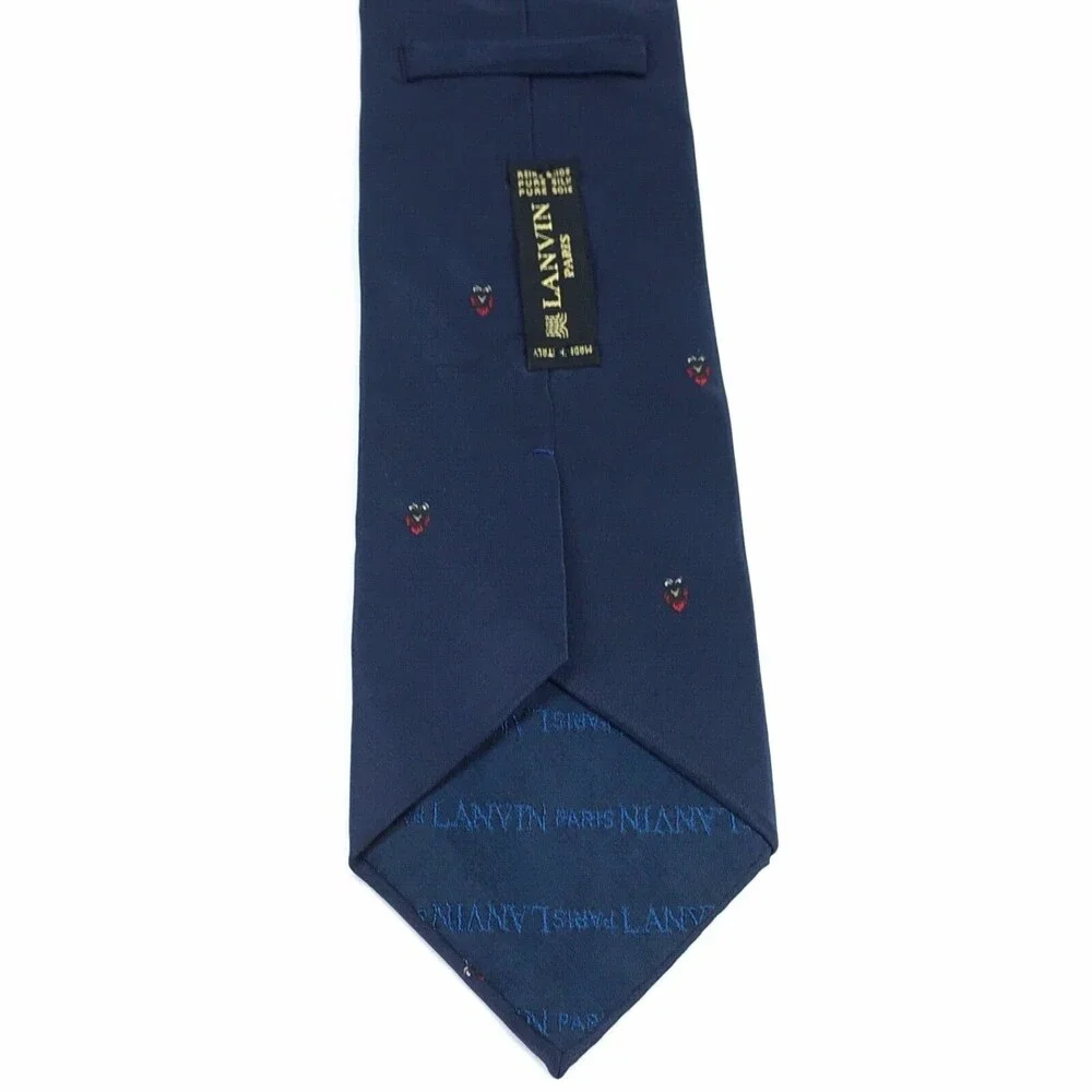 Lanvin Paris Men's Tie 100% Silk Made In Italy Blue Elegant Luxury Necktie 56
